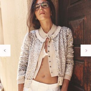 Free People Nocturnal Patterned Cashmere Cardi XS Color: Tea Combo NWT